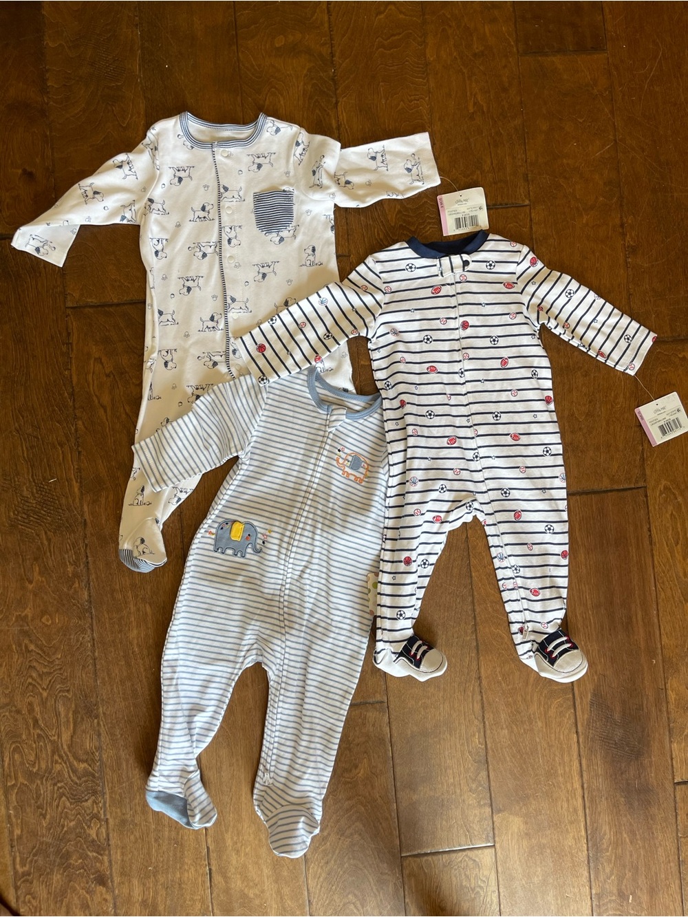 Little Me Footed One-Piece Set (3-Pack)